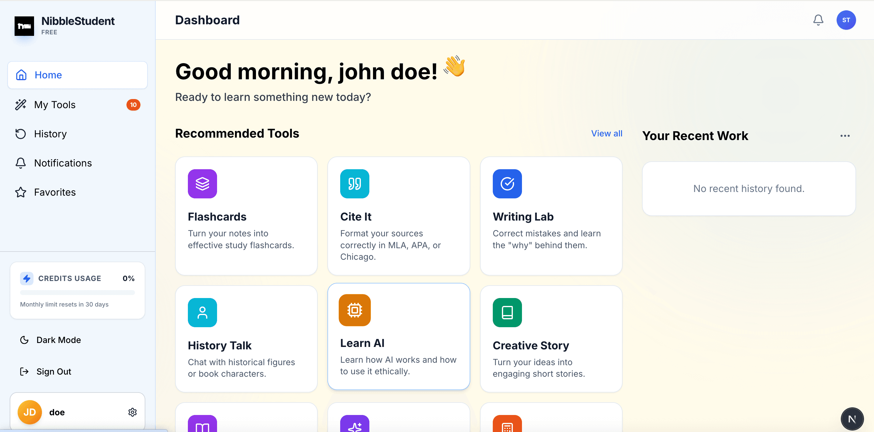 Student Platform Interface