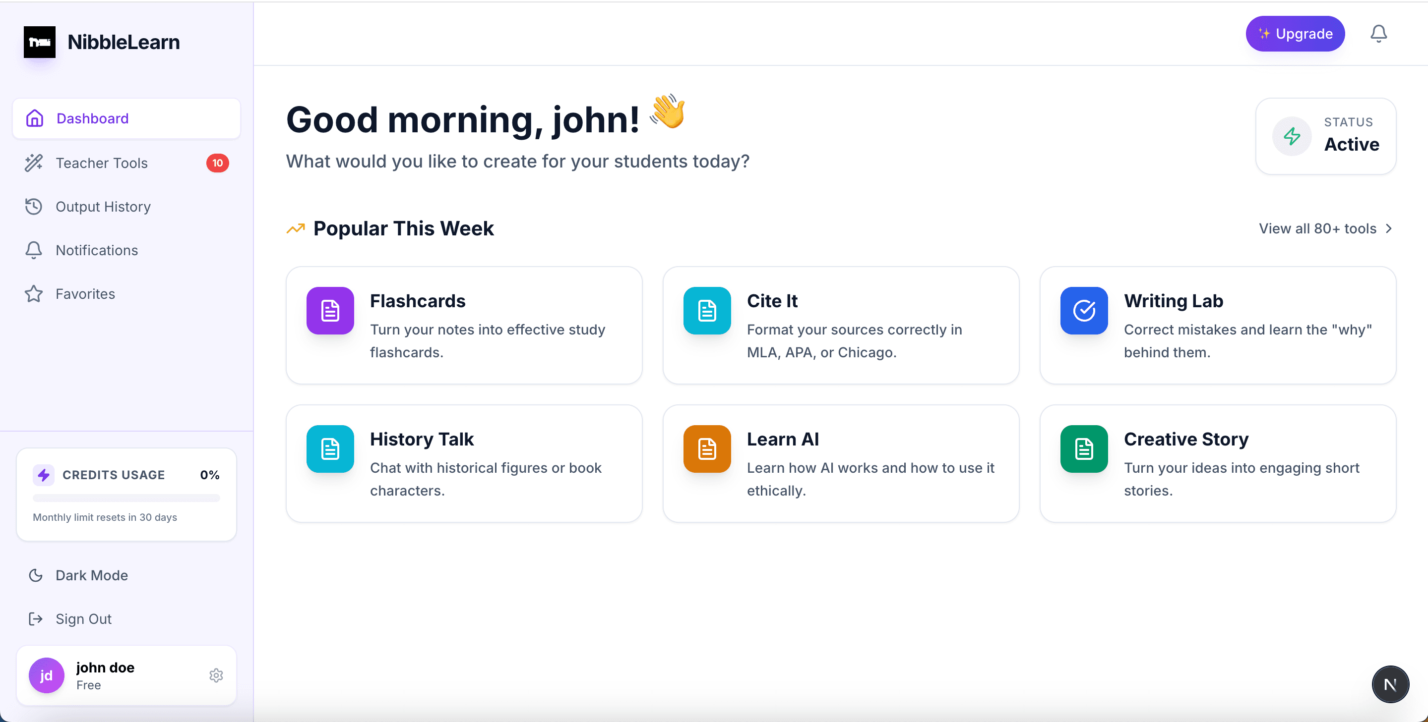 Teacher Platform Interface